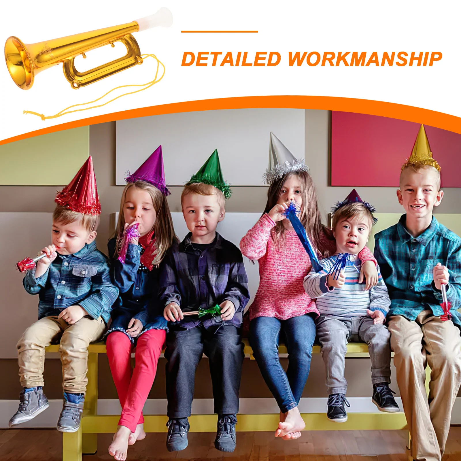 Trompeta de animación ABS Premium para niños, instrumentos musicales, accesorios de escenario, suministros para fiesta de Navidad, modelo de trompeta, 10 Uds.