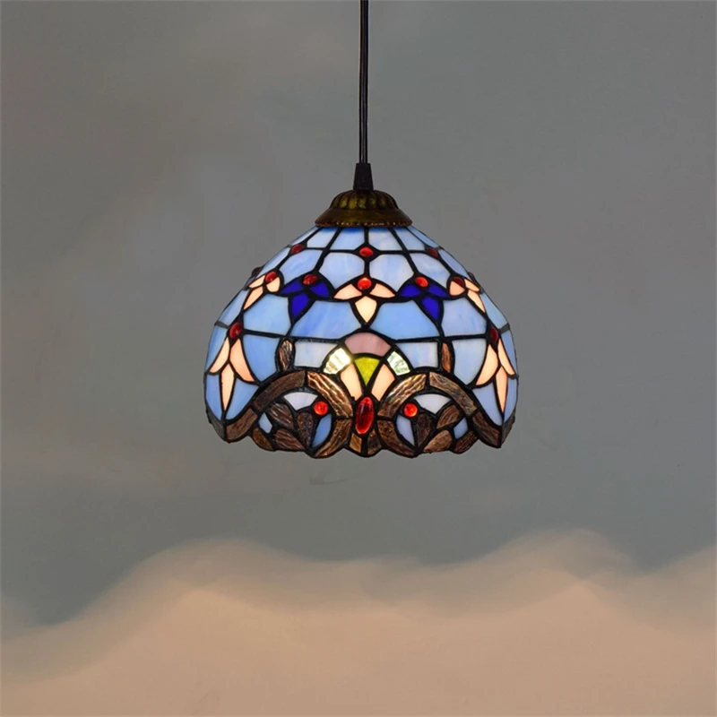 European Pendant Light Bar Restaurant Creative Rural Bedroom Balcony Light Fixture Retro Colorful Glass Chandelier Hanging Lamp