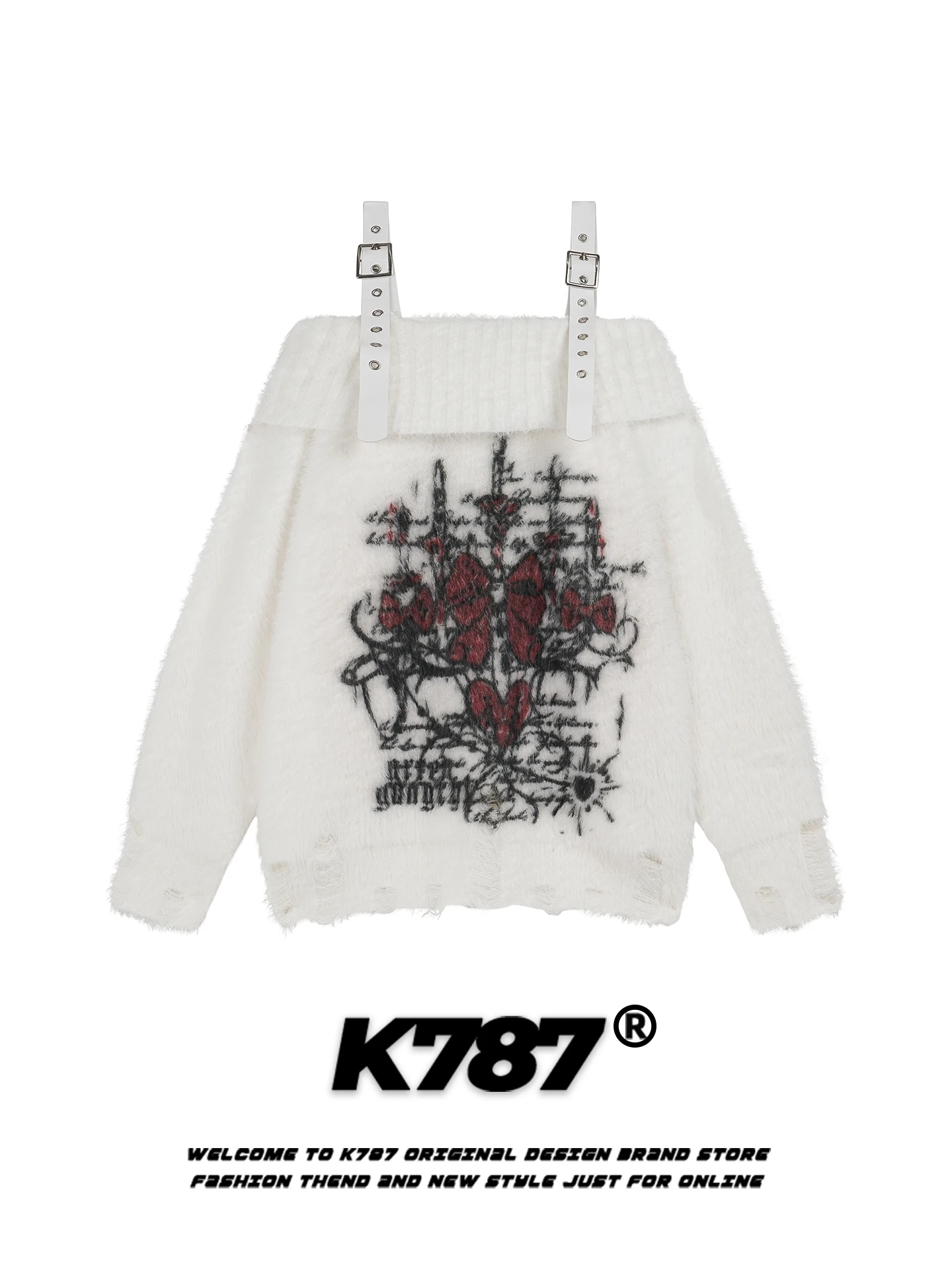 

K787 American Street Sle Knot One oulder Strap Sweater Women Sexy Loose Slimming ort Knitted irt