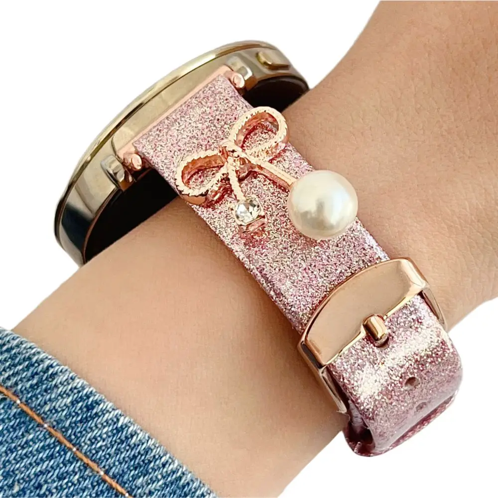 

Glitter Leather Watch Bands for Huawei Fit 3 4 Pro Bracelets Women Dressy Wristband Straps for Huawei Band 8 9 10 Bling Correas