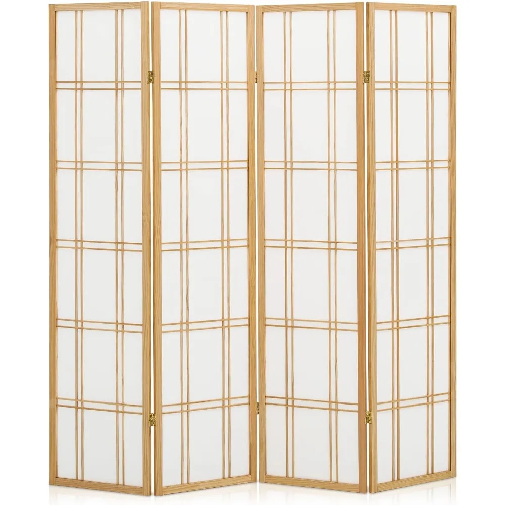 Oriental Room Dividers and Folding Privacy Screens 5.7ft Shoji Room Divider Double Cross Folding Partition Freestandin