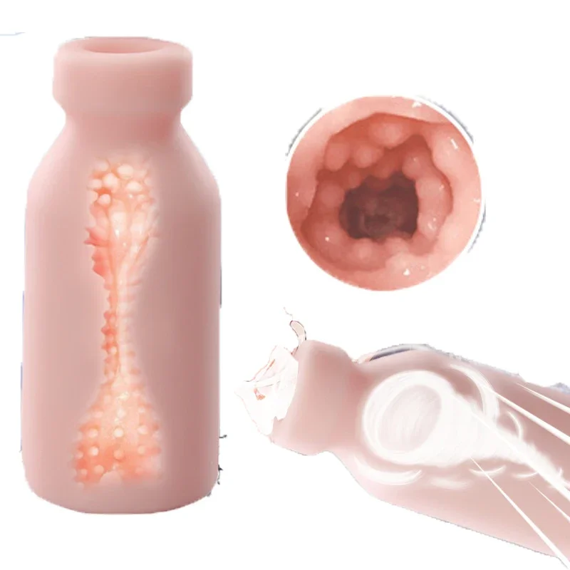 Milk Bottle Shape Male Masturbation Cup Silicone Masturbator Soft Emulational Vaginal Bulge Portable Manual Sex Toys for Man