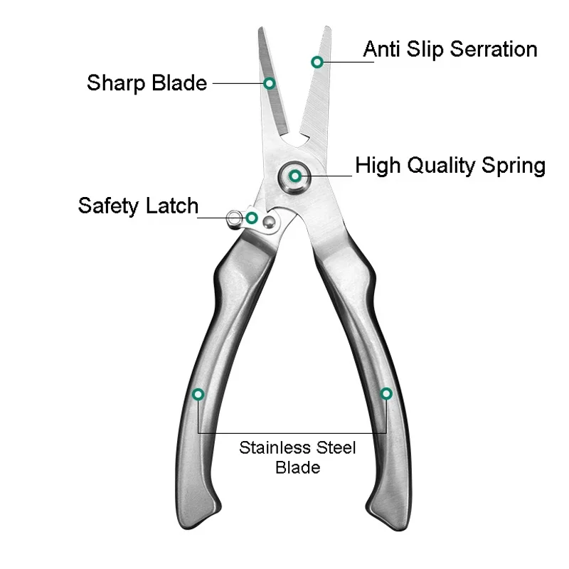 Dobeli All Steel Pruning Shears Fruit Trees Bonsai Flowers Garden Tools Large Size Sliver Straight Head  Crane Gargen Scissors