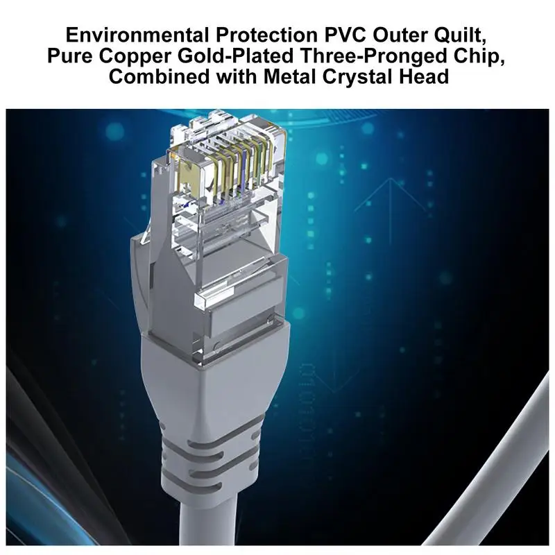 Cabo Ethernet de alta velocidade, Cat8, LAN, Cabo de rede Patch Cord com conector RJ45 banhado a ouro, 8 Core