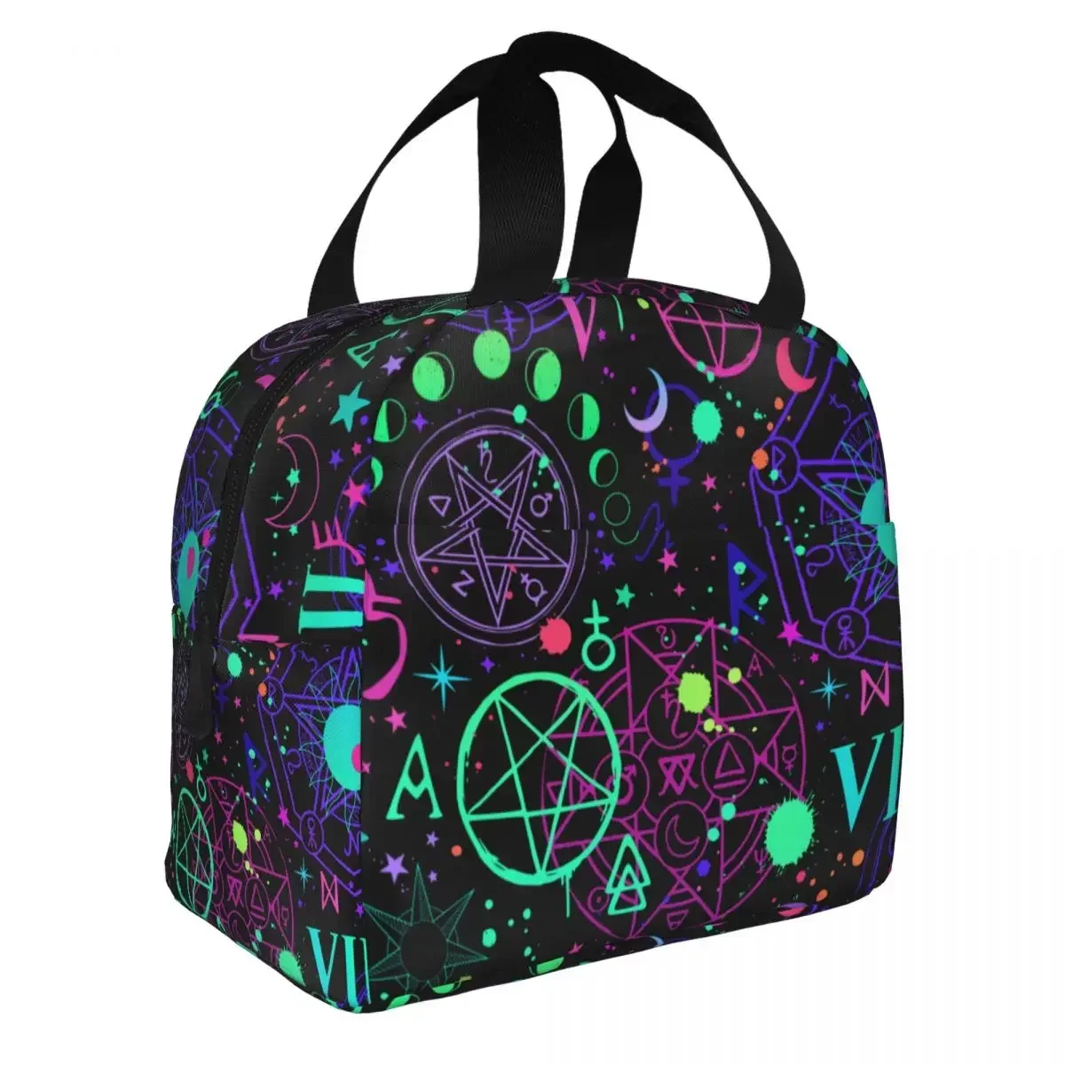 Lunch Bags for Men Women Magical Cosmic Signs Insulated Cooler Bags Portable School Canvas Tote Bento Pouch