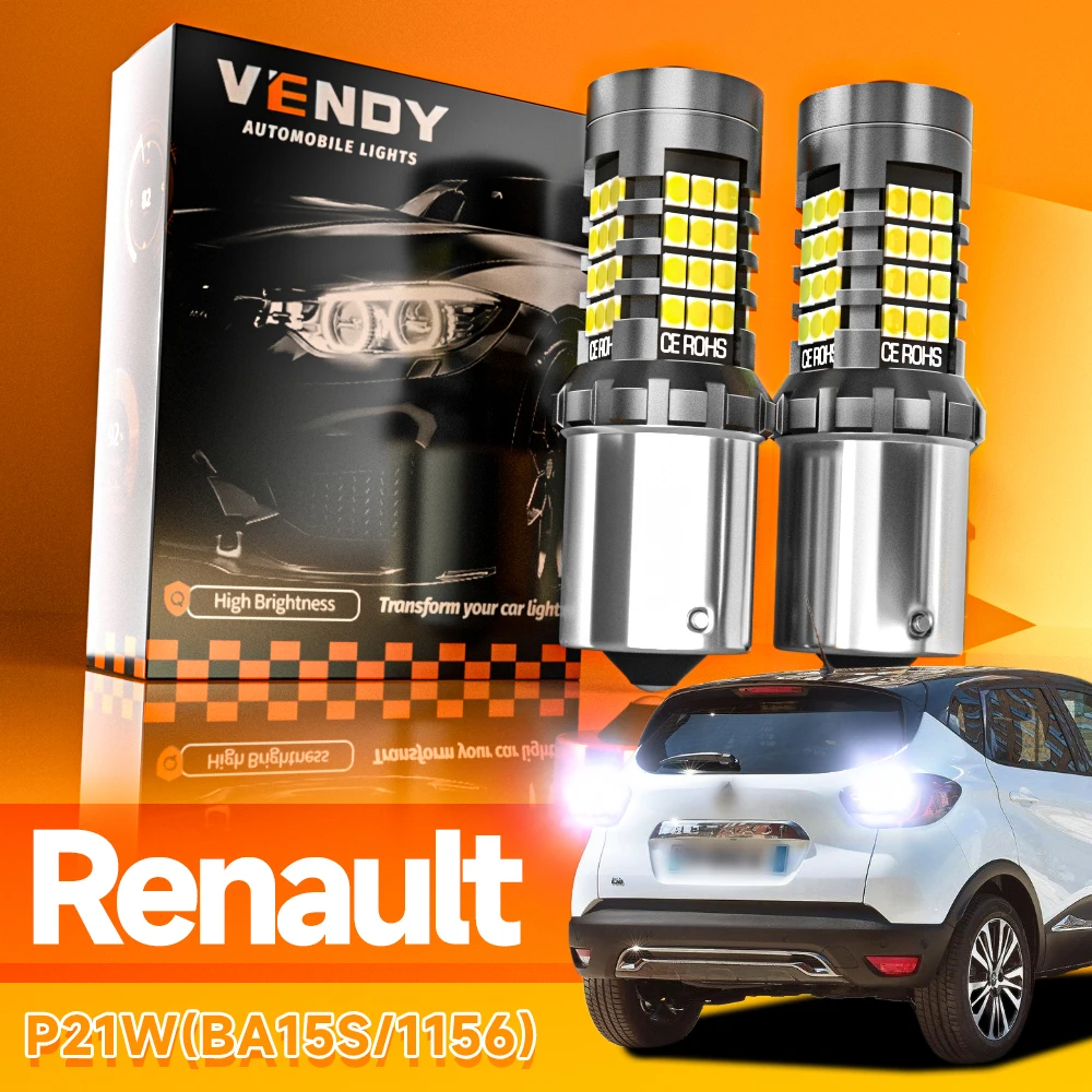 2pcs LED Reverse Light Lamp P21W BA15S For Renault Captur Clio