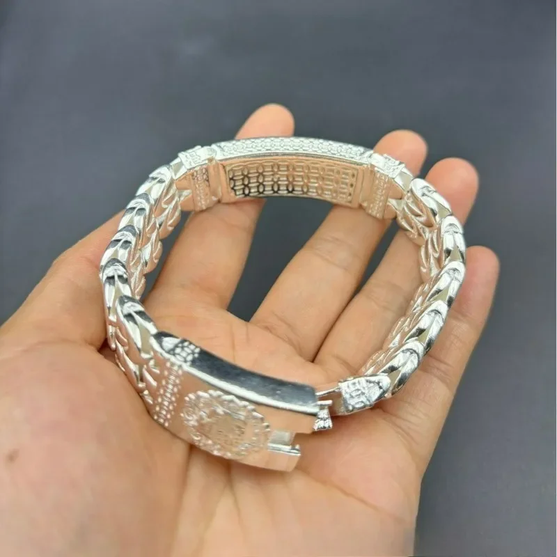 Vintage Collectible Copper‑Silver Plated Pixiu Bracelet, Retro Bold Statement Wrist Bangle Jewelry for Men Women