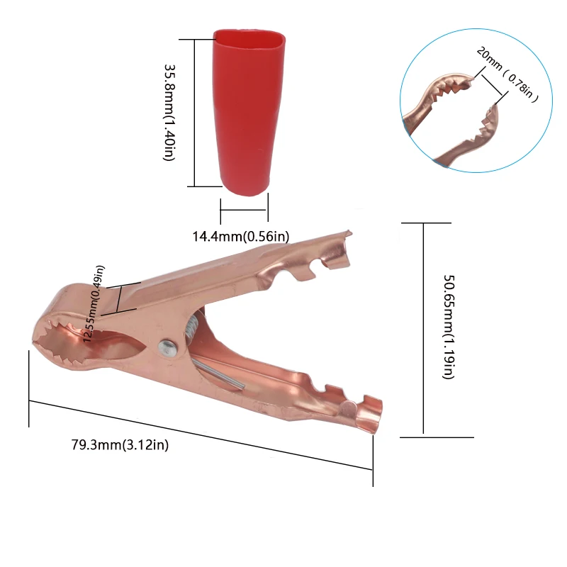 【2PCS】50A Red + Black 80mm Crocodile Car Caravan Van Battery Test Lead Clips Best Promotion Alligator Clips