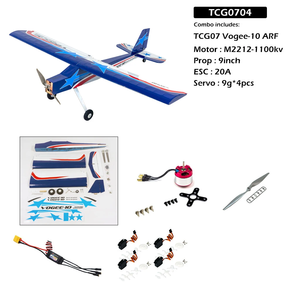 DW Hobby Vogee-10 1070mm Balsa ARF Trainer Kit - Vorgefertigtes RC-Flugzeug PNP Holzmodell – Detail 21