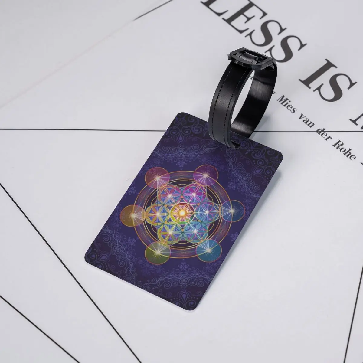 Metatron's Cube Merkabah Luggage Tags Custom Flower of Life Baggage Tags Privacy Cover ID Label