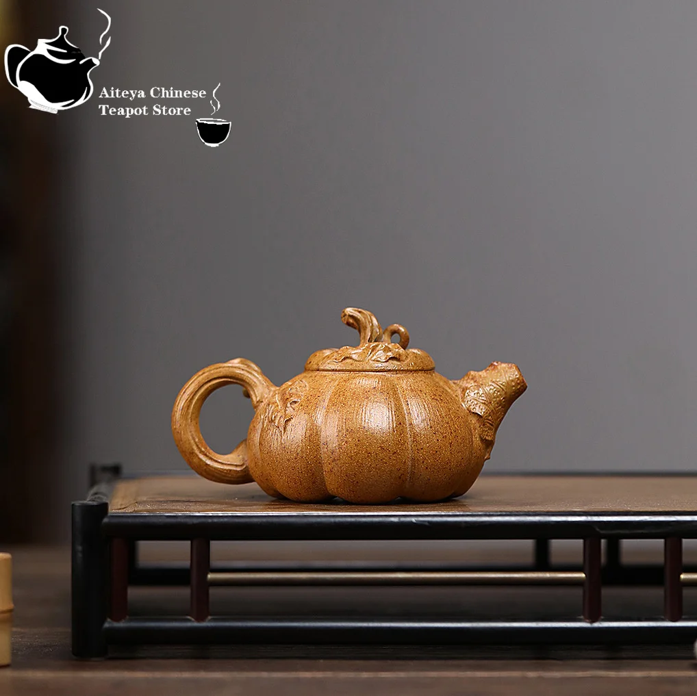 Yixing purple clay teapot original ore section mud wood fired pumpkin teapot Kung Fu tea set Chinese teapot small capacity 130ml