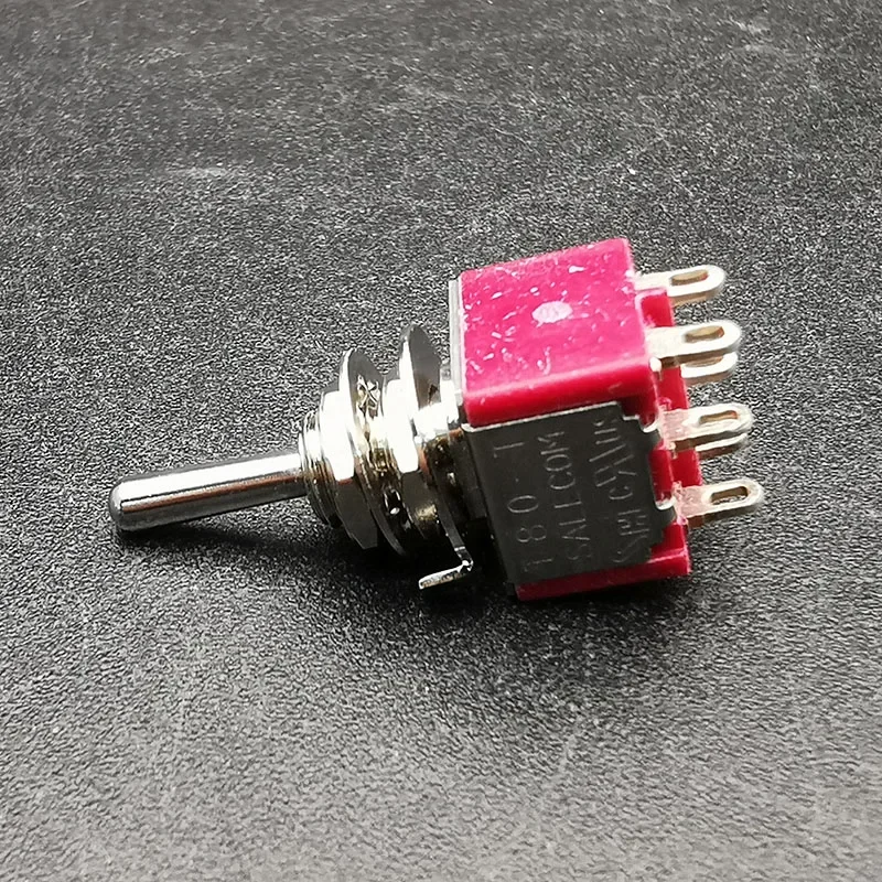 4Pcs Flat Knob Two Way 3 legs Mini Electric Guitar Humbucker Pickup Coil Split Selecting Toggle Switch with 2 Position Red