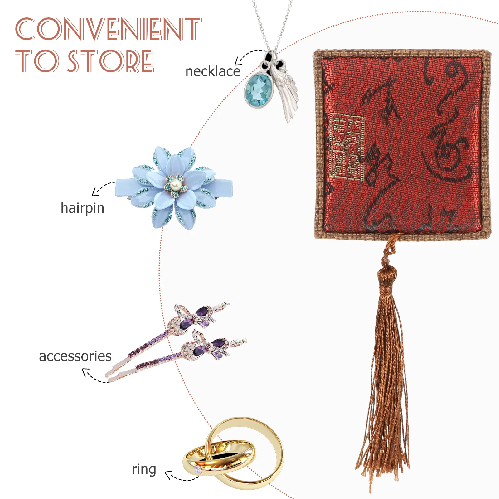 

4 шт., винтажная шкатулка для драгоценностей, декоративный чехол для хранения в китайском стиле, ожерелье, браслет, органайзер, подарочная упаковка, чехол для ювелирных изделий