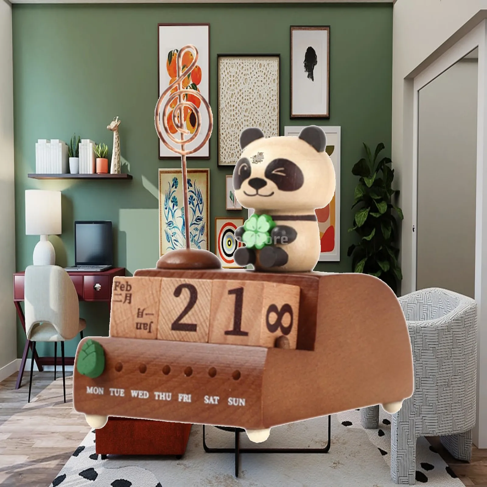 Musical Box Craft Table Centerpiece Calendar for Festivals Shelf Living Room