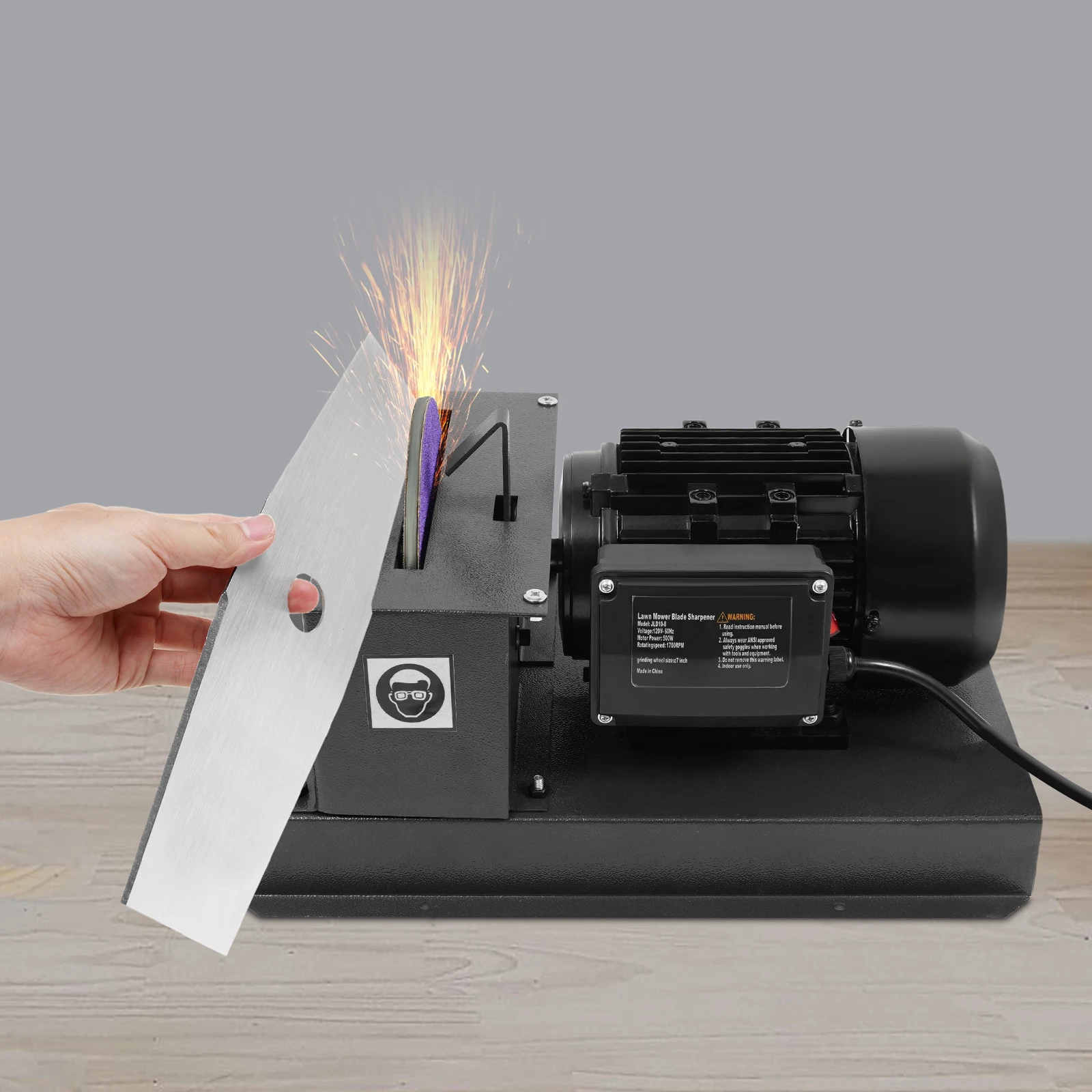 Lawn Mower Blade Sharpener Grinder| 500W/750W Agriculture Tool Blade Polishing Machine for High/Low Lift, Gator & Flat Blades