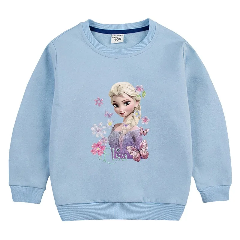 Quality Cotton Disney Tee Shirt 2024 Girl Clothing for Children T-shirt Girls Long Sleeve Kids Tops Frozen Elsa Clothes 2-10Y