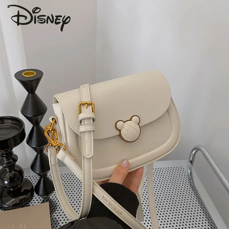 Disney Mickey Cartoon Crossbody Bag Korean Elegant Style Mini Women\'s Handbag Fashionable Elegant Single Shoulder Bag Maillard