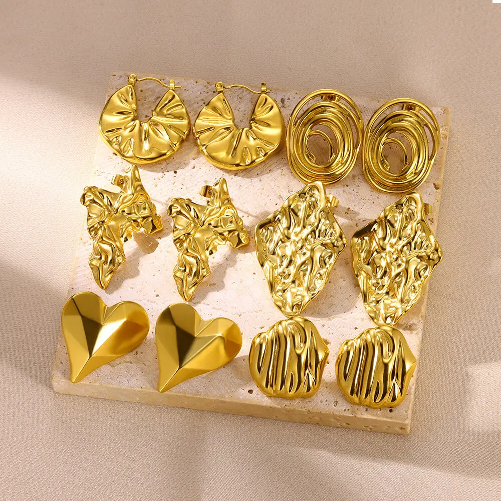 Edelstahl Großen Ohrring Für Frauen Gold Farbe Herz Unregelmäßige Geometrie Stud Ohrringe Modeschmuck Hochzeit Party Geschenke
