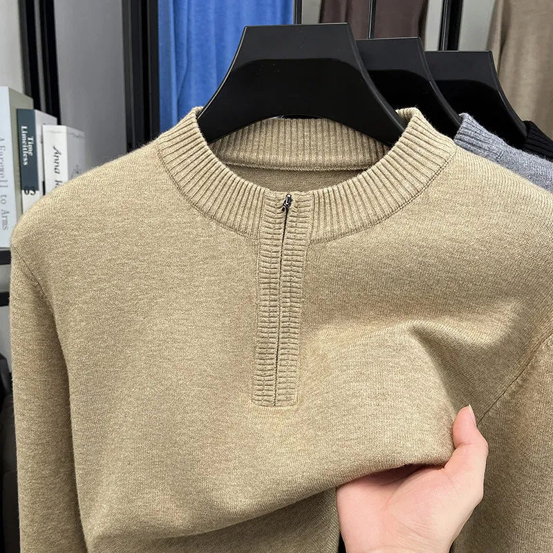 

Мужской вязаный свитер Thiened с воротником-стойкой на молнии, модный, деловой, теплый, удобный, для зимы