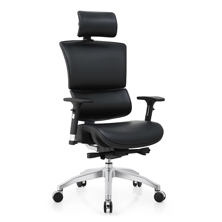 

High Back Adjustable Luxury Executive Office Chair In Black Genuine Leather