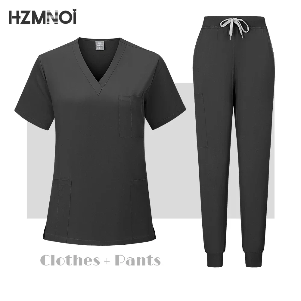 Classic Nurse Scrubs Set para Homens e Mulheres, Uniforme Médico, Roupas Cirúrgicas, Clínica Odontológica, Top e Calças, Vestuário de Laboratório