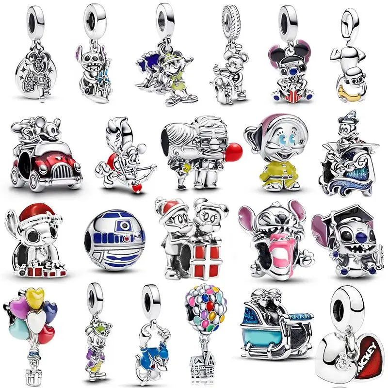 925 Silver Disney New Mickey&Minnie Up Boutique Charms Pendant Fit For Necklace Original Bracelet DIY Festival Women Party Gifts