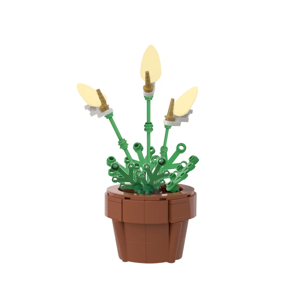 MOC- 177947   Paz lírio planta pote modelo blocos de construção planta flores branco preservado buquê de flores lírio tijolos brinquedo presente aniversário