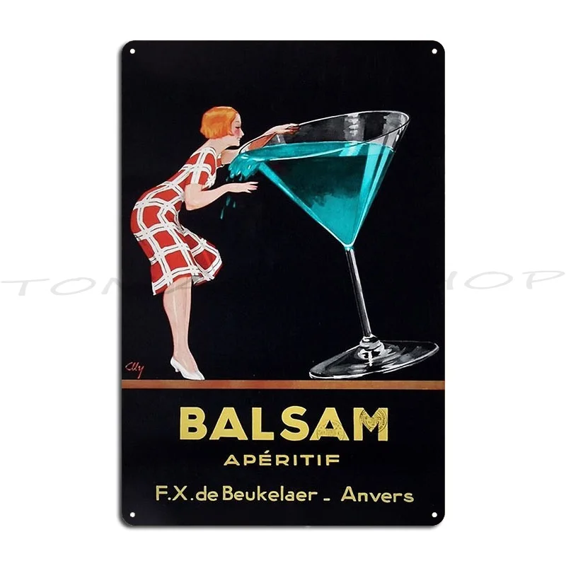 Vintage Blue Balsam Aperitif Alcoholic Beverages Metal Plaque Poster Club Custom Wall Cave Cave Character  Tin Sign Poster