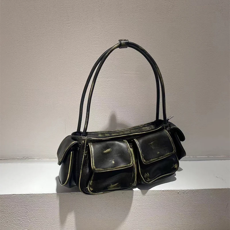 Borse ascellari Vintage Y2K per donna borse e portamonete di design di lusso 202 novità In Moto e Biker tasche Multiple spalla quadrata