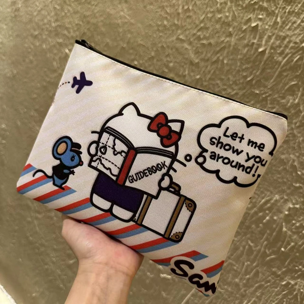 

Косметичка Hello Kitty Kawaii, косметичка для макияжа, изысканный дорожный женский клатч, милая косметичка, портативная сумка для хранения