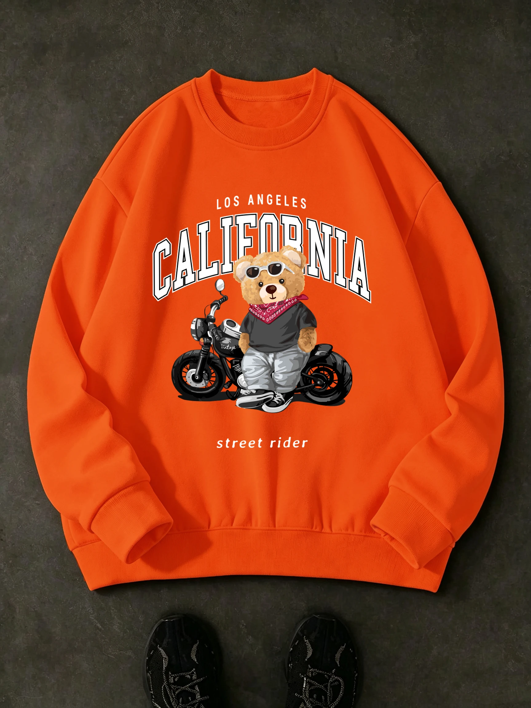 Street Rider Cool Bear Bedruckte Frühlings-Herbst-Basic-Herrenbekleidung Lässige Fleece-Sweatshirts Unisex Pendler-Mode-Pullover
