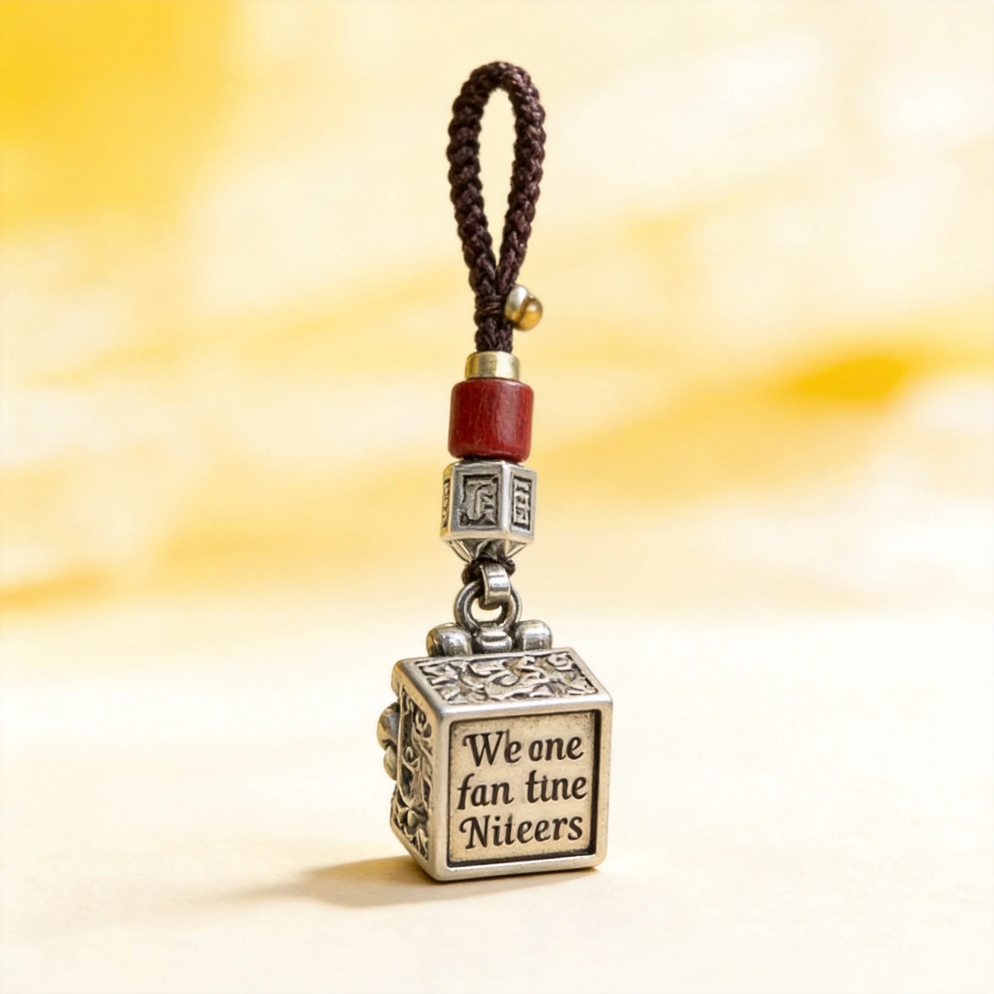 Chinese Style Creative Pixiu Seal Keychain Handmade For Men Car Waist Bag Hanging Pendant Retro Alloy Braided Rope Wooden Bead