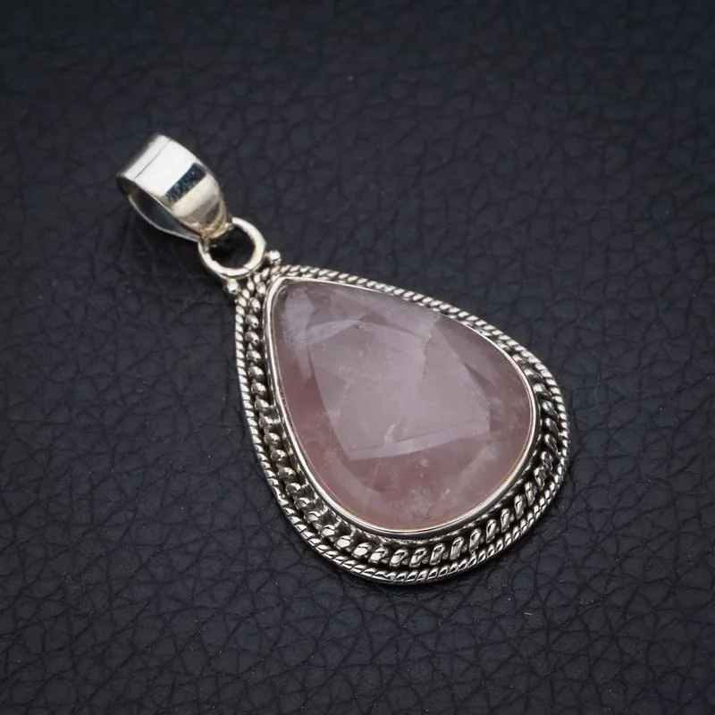 

StarGems натуральный розовый кварц ручной работы 925 пробы серебряный кулон 1,5 "F5280