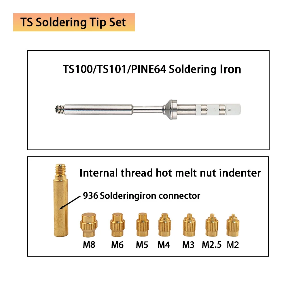 TS/T65 ヒートインサートナットキット 3D ネジ穴埋め込みホットメルト真鍮ナット圧力 M2-M8 チップキット TS101/Pinecil はんだごて用