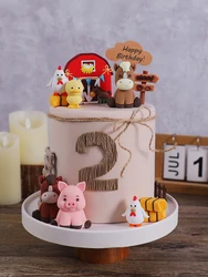 New Farm Animal Cake Decoration Chick Duck Horse Pig Farm Pastoral Theme Happy Birthday Cake Topper Kids Party Decor Supplie