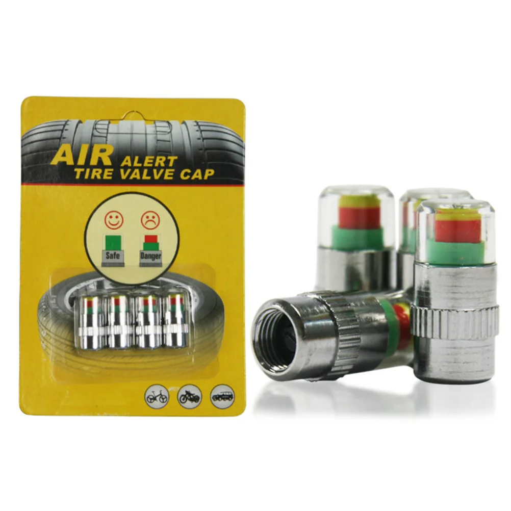 

4Pcs Tire Pressure Indicator Caps Premium Tire Sensor with Color Changing Alert System for Car Motorcycle Bicycle Green Yellow