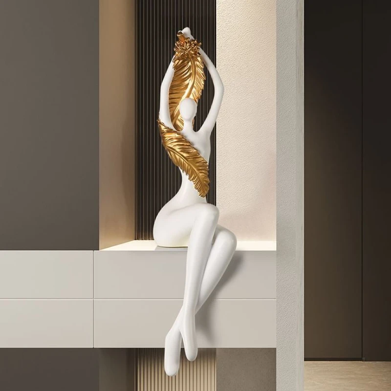 

Morden Character Figurines Unique Creative Art Sitting Posture Figurine Entrance Luxury Ornaments Home Cabinet Table Decoration