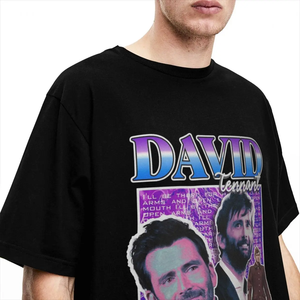 David Tennants Street Style Collage T Shirts for Men 100% Cotton Crazy T-Shirts Crewneck Tee Shirt Short Sleeve Clothing Summer