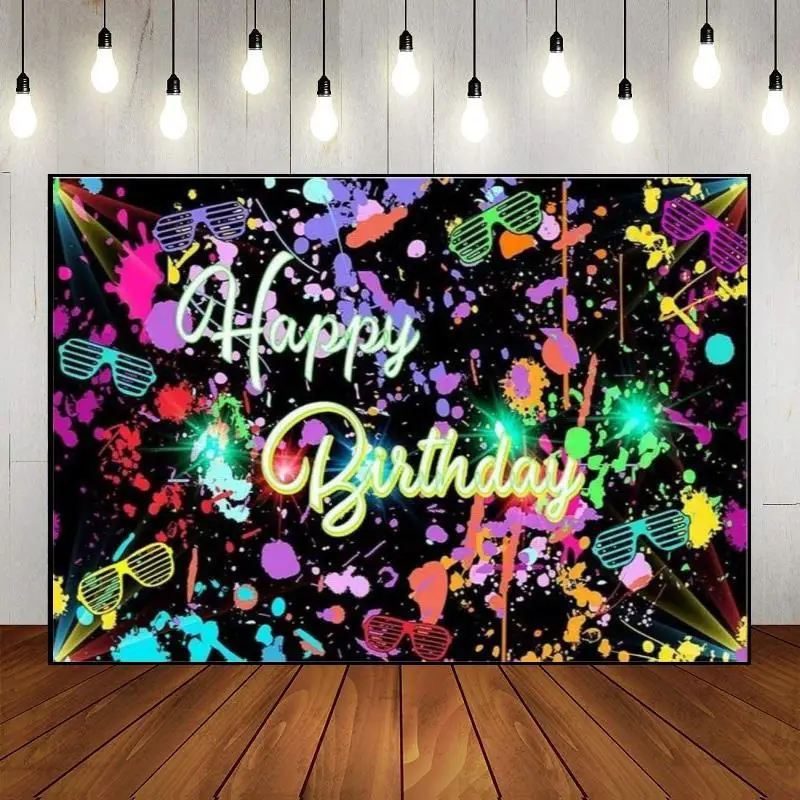 

Photography Disco Theme Party Banner Background Backdrop Adults Decoration Dance Happy Birthday Neon Music Night Club Wall Photo