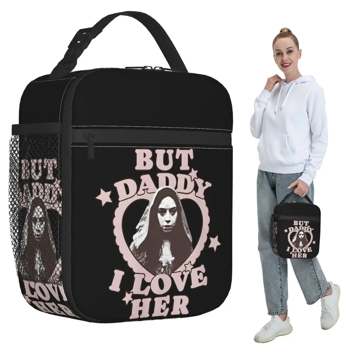 But Daddy I Love Her Aubrey Plaza Is Rio Vidal Bolsa térmica para el almuerzo para niños, lonchera térmica para la escuela, caja térmica para alimentos, bolsas para el almuerzo