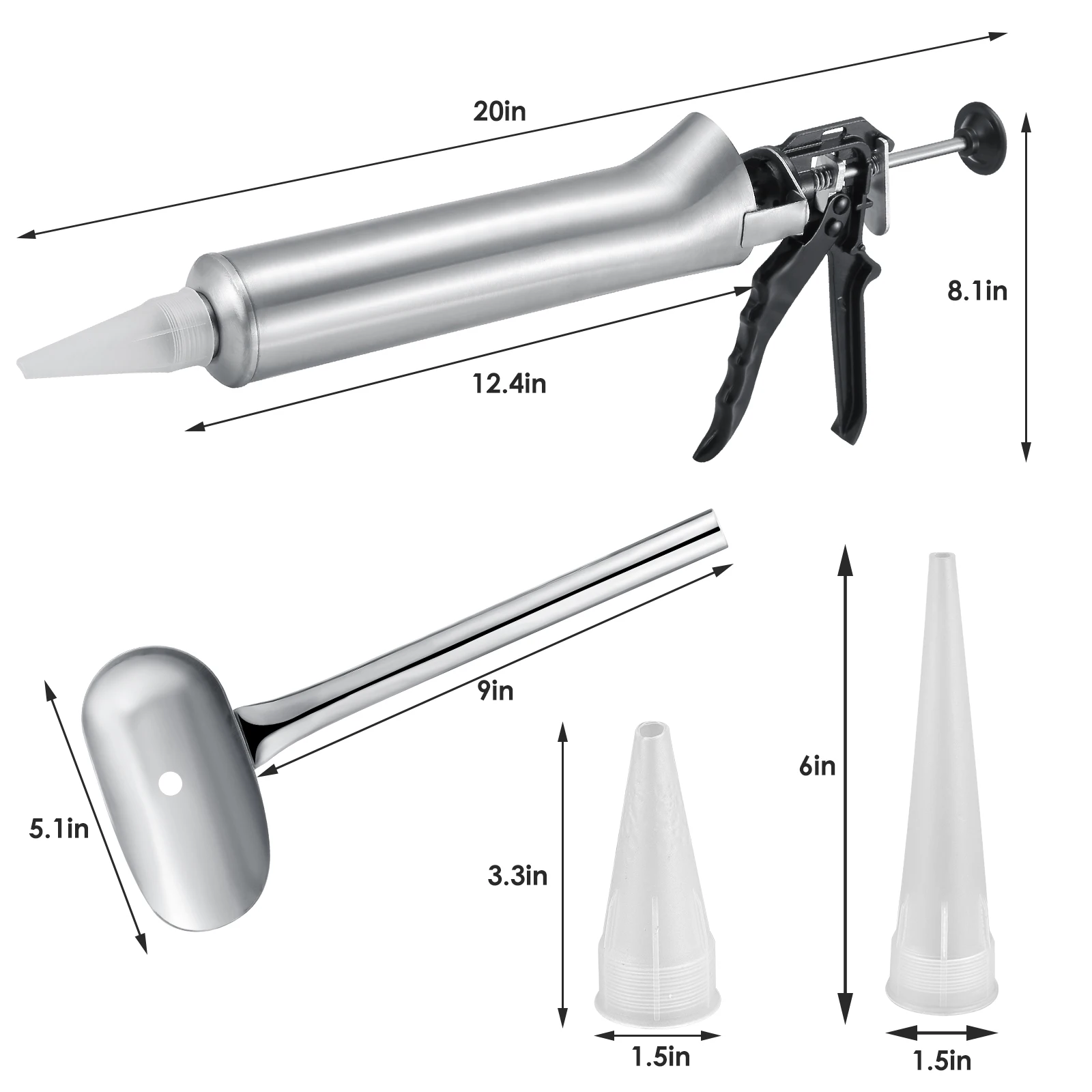 Pistolet do fug ze stali nierdzewnej Pistolet do fugowania zaprawy Narzędzie do aplikacji rozpylacza do cegieł Końcówki cementu Pistolety do fug ściennych Narzędzie do majsterkowania