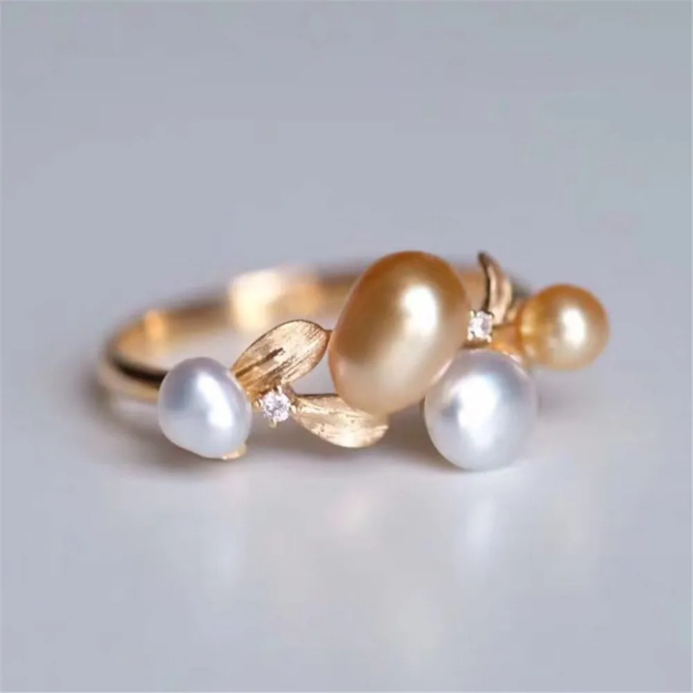 DIY Pearl Ring Accessories S925 Sterling Silver Pearl Ring Empty Multi-bead Ring Holder Fit 4-5mm Round Oval Z202