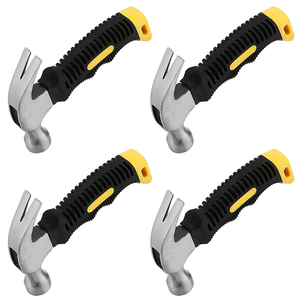 

4 Pack 8 Oz Small Hammer Compact Stubby Claw Hammer with Comfortable Grip Mini Hammer for Women Camping Household