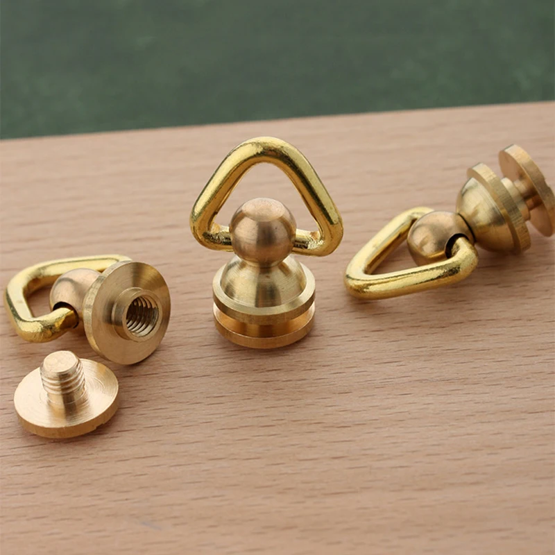 10pc Messing Ball Post Mit dreieck Ring Studs Nieten Nagel Screwback Runde Kopf Spots Spikes Leder telefon fall dekor Zubehör