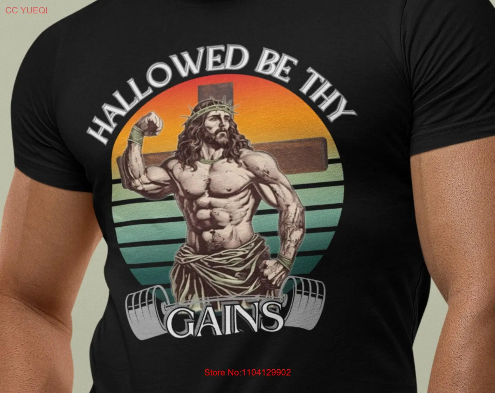 Funny Lifting T Shirt Jesus Gym Hallowed Be Thy Gains Do you even lift bro Dost Thou for Athlete long or short sleeves