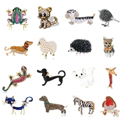 Hot Creative Crystal Animal Brooch: Frog, Cat, Dog, Bird, Sheep, Pony, Hedgehog, Lizard, Men's Women's Brooch Jewelry Gifts