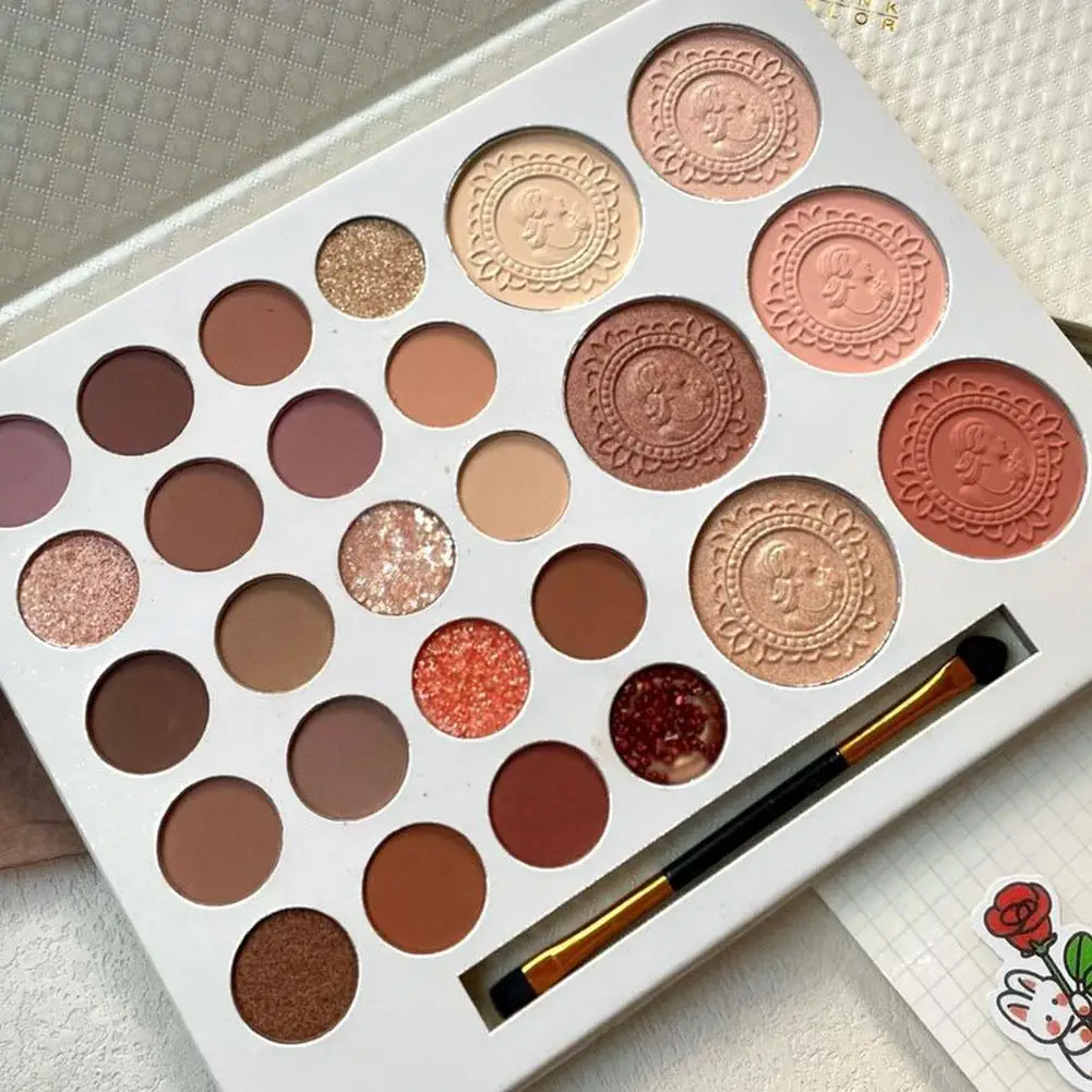 Paleta de sombra de ojos de 26 colores, maquillaje de sombra de ojos de Color tierra mate nacarado, portátil, larga duración, resalte, rubor