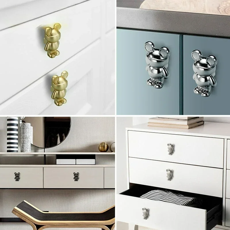Cute Cartoon Children's Room Drawer Kitchen Cabinet Wardrobe Door Handle New Bear Personalized Creative Cabinet Door Handle