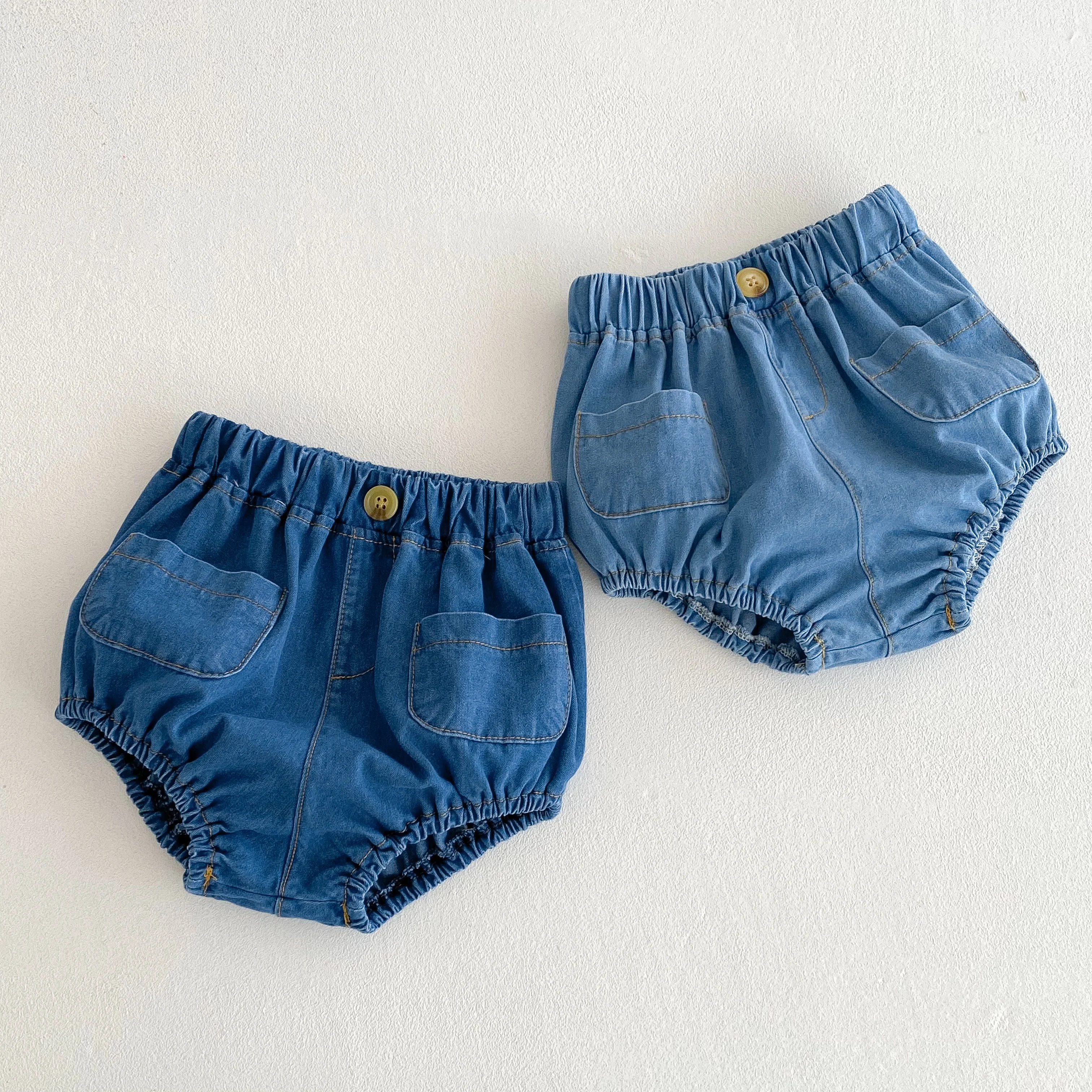 Summrt Baby Denim Bloomer Shorts Toddler Boys Girls Shorts Pants with 2 Pockets Casual Children Shorts for 3m 6m 12m 24m 3t
