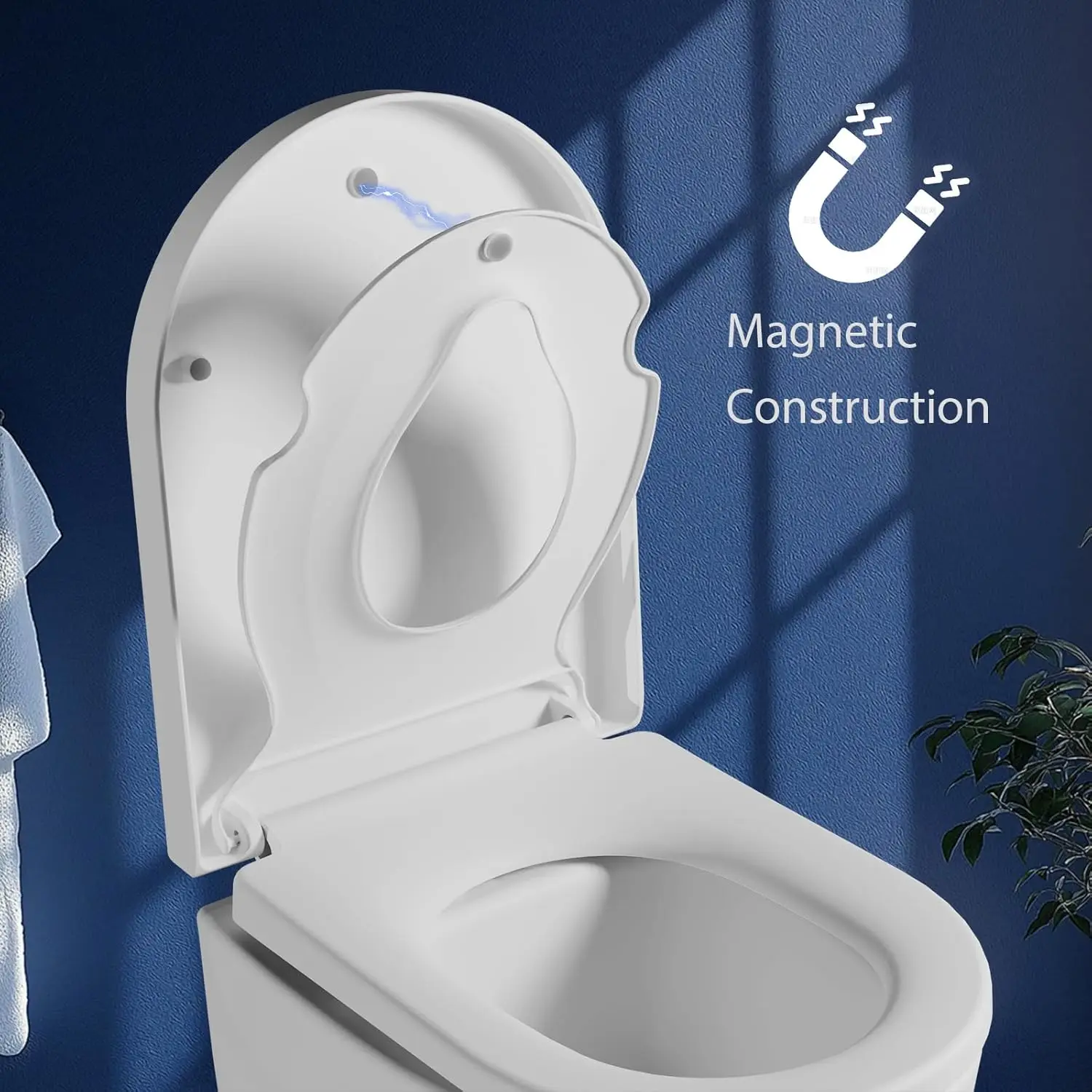 D-förmiger Toilettensitz mit integriertem Kindersitz, Soft-Close-Schnellverschluss-Toilettendeckel, verstellbare Scharniere, rutschfest, leicht zu reinigender PP-Sitz für Zuhause und öffentliche
